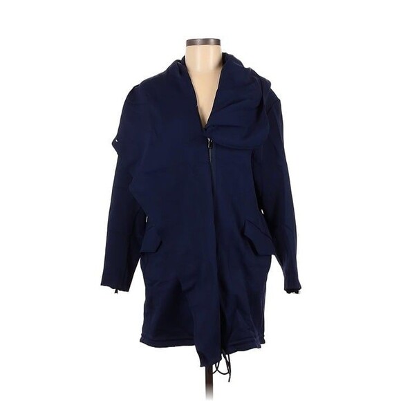 Carbon38 Anorak Performance Knit Jacket Asymmetrical Zip Navy Blue Sz S - Picture 4 of 5